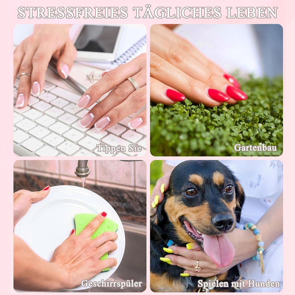 Set 240 de unghii false franceze scurte, unghii artificiale pătrate, unghii de lipit cu lipici, vârfuri de unghii acrilice, unghii false pentru femei, artă unghii DIY