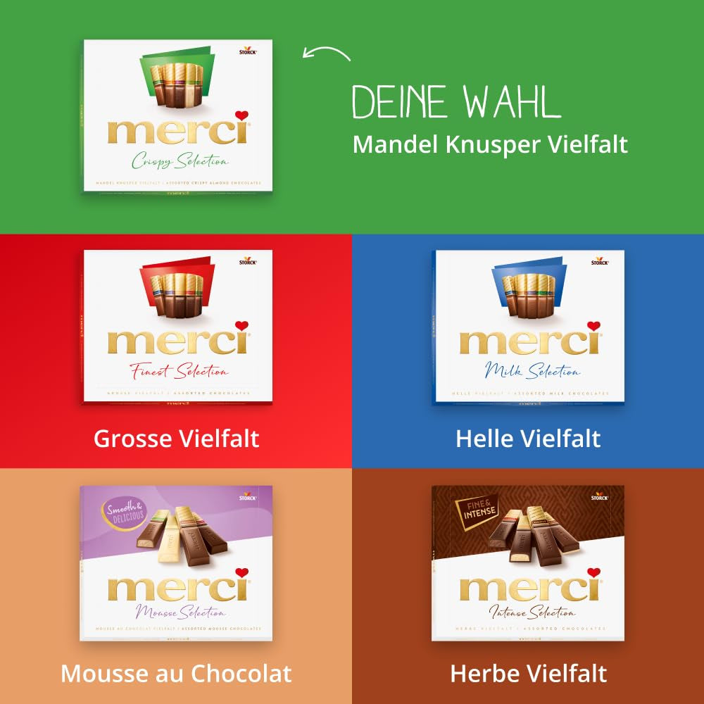 Finest Selection Variety Mandel Crunch – 10 x 250 g – Fyldte og ufyldte chokoladespecialiteter