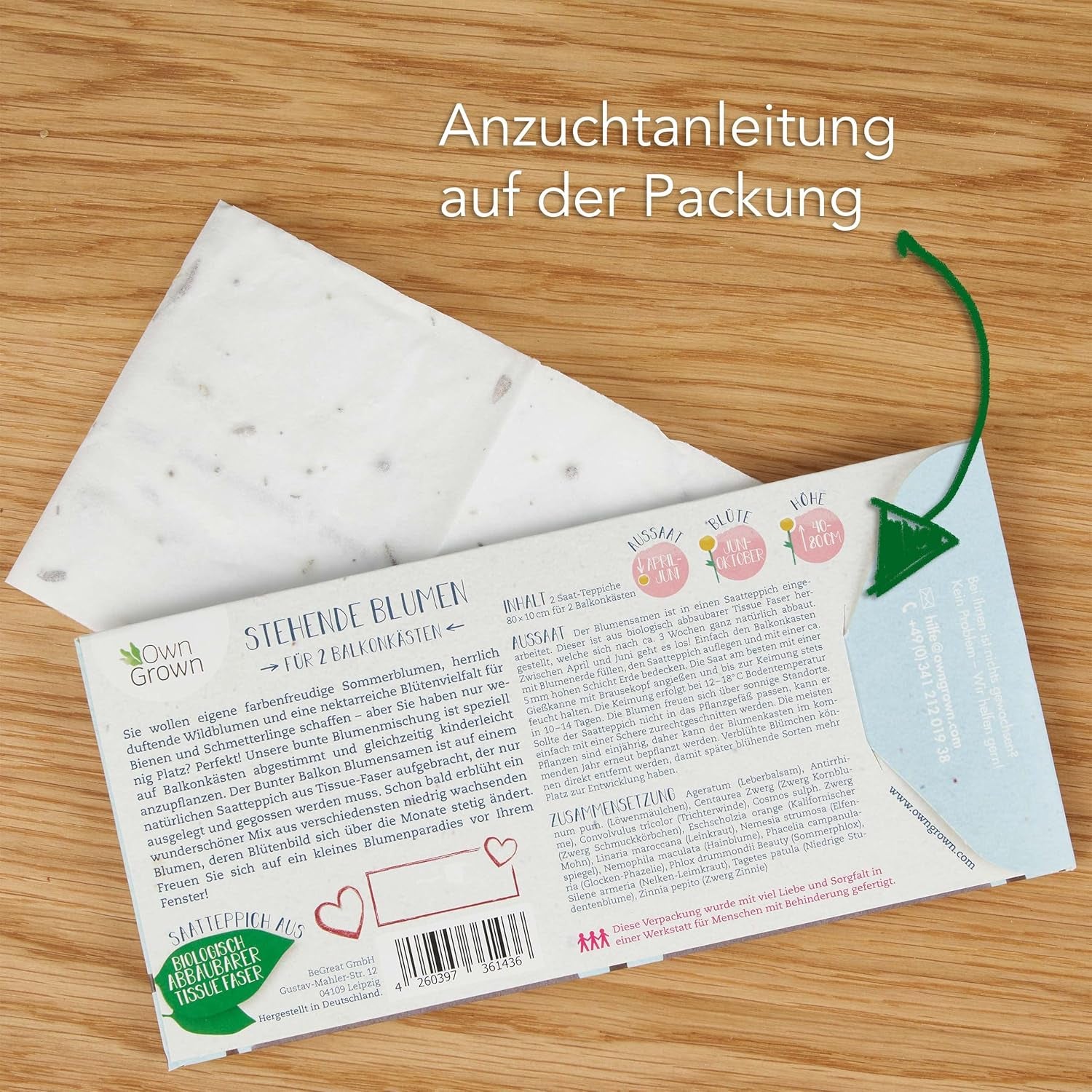 Farverig balkonblomstblanding - 2 premium balkonblomstfrømåtter Let at dyrke sommerblomster og vilde blomsterfrø fra egendyrkede insektvenlige etårige frø