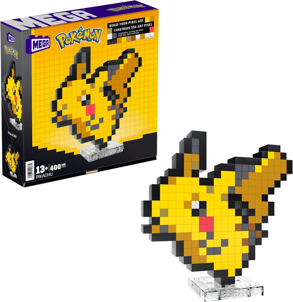 MEGA Pokémon Schiggy - sammenbygget figur i retro-look, Pixel Art, 15 cm stor, inklusive Basis zur Wallmontage, for Erwachsen og erfahren Sammler, HTH77