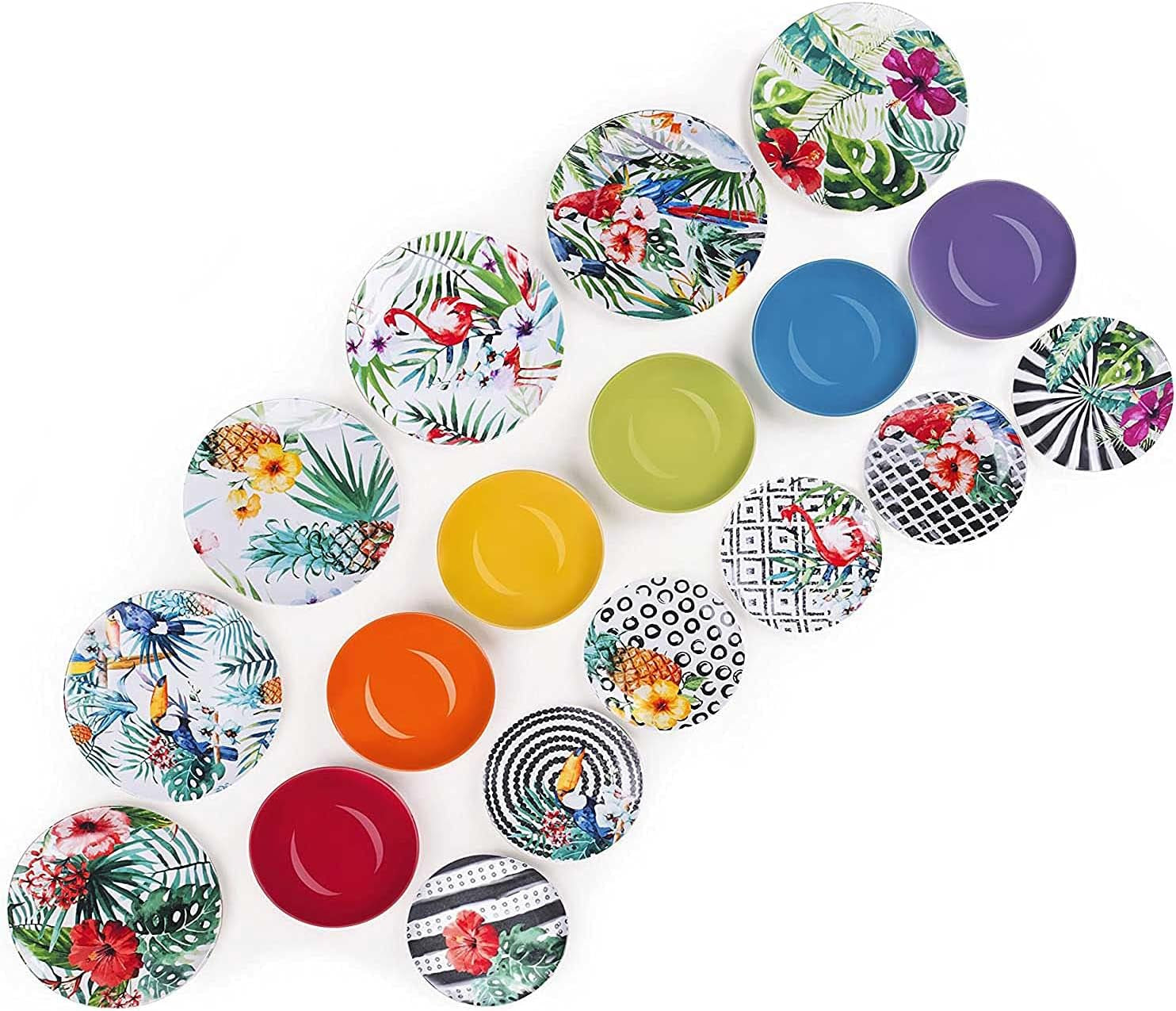 Excelsa Tropical Chic Teller-Set, 18 Stück, Porzellan, mehrfarbig