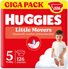 Huggies Babybleer Little Movers, Disney Design, Størrelse 5, 126 Antal (3 x 42), Månedsæske