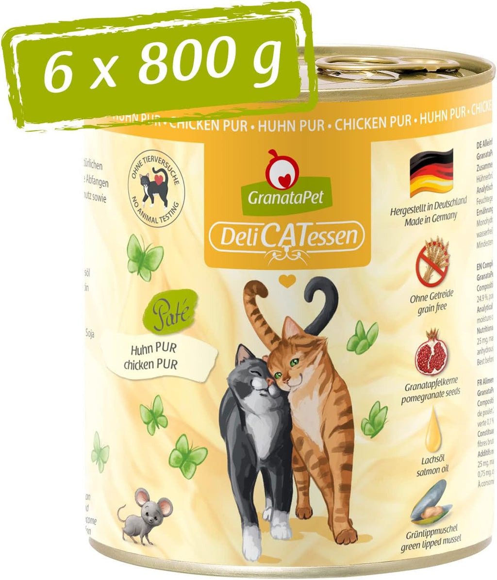 Granatapet Delicatessen Chicken PUR, hrană umedă pentru pisici, hrană fără cereale & fără zahăr adăugat, hrană pentru pisici cu conținut ridicat de carne & uleiuri de înaltă calitate, 6 X 400 G