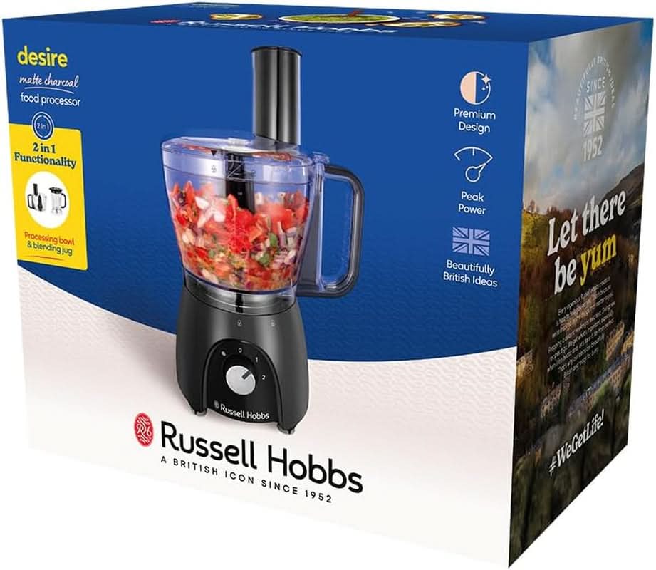 Russell Hobbs foodprocessor [blender/grøntsagshakker/bordblender/hakker/blender] foodprocessor (æltning, blanding og udskæring), mat trækul Køkken Naty Shop
