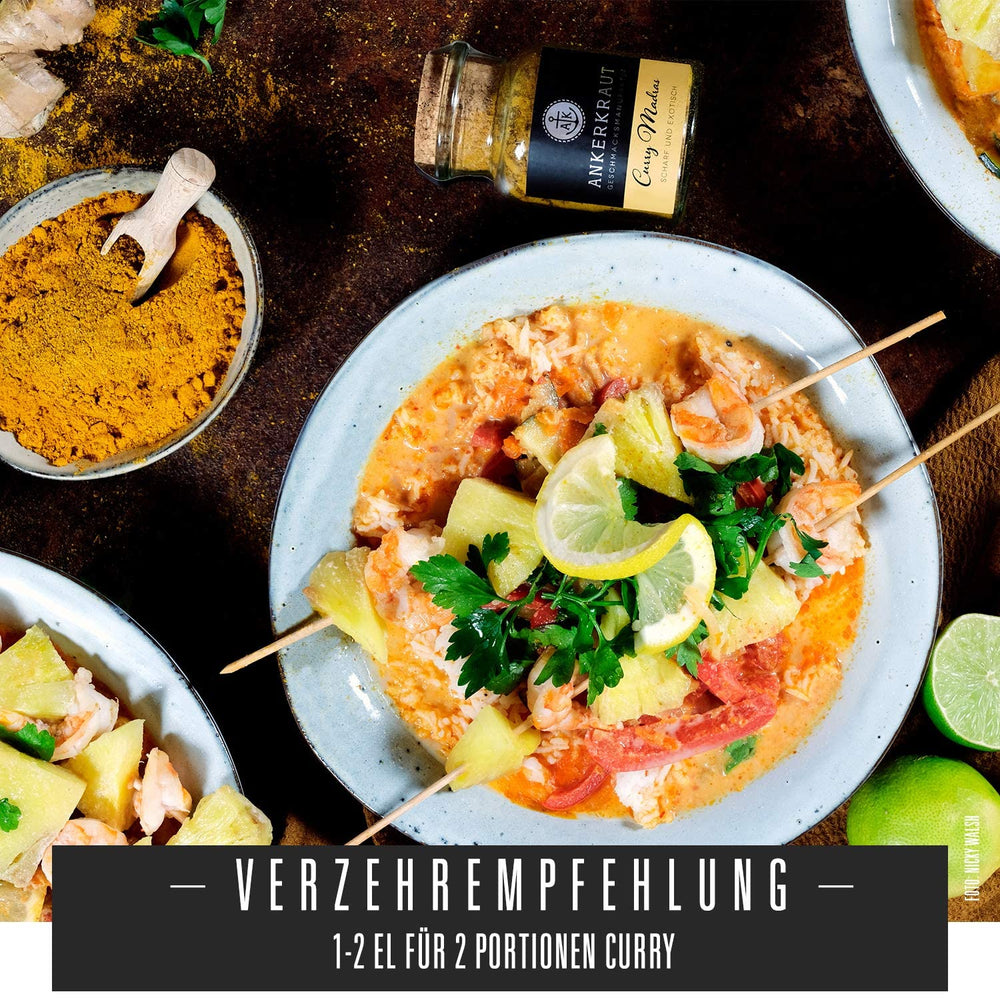 Ankerkraut Curry Madras, frisch-fruchtiges Curry-Pulver passend zu Fleisch, Fisch & Gemüse, mit Chili, Leicht Scharf, 130g im Aromadichten Beutel