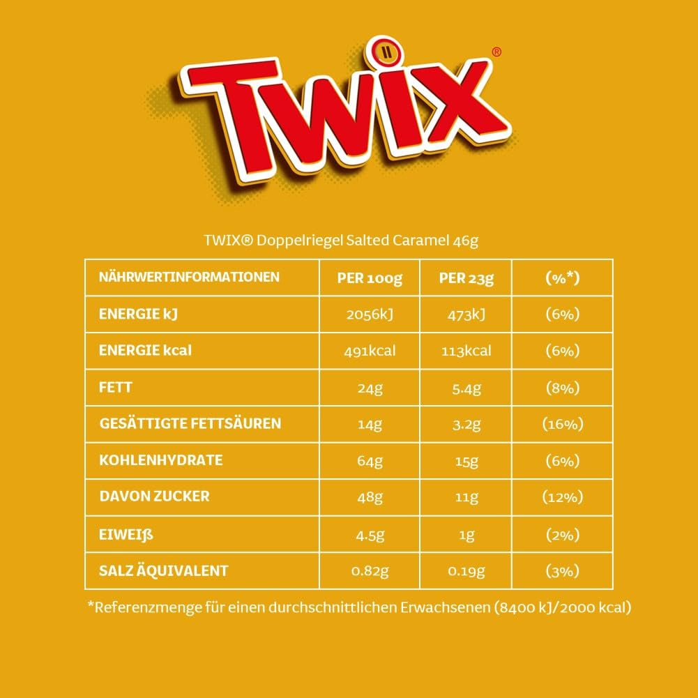 Twix Salted Caramel Chokoladebarer | Bulk pakke chokolade | 30 dobbeltstænger (30 x 46 g)