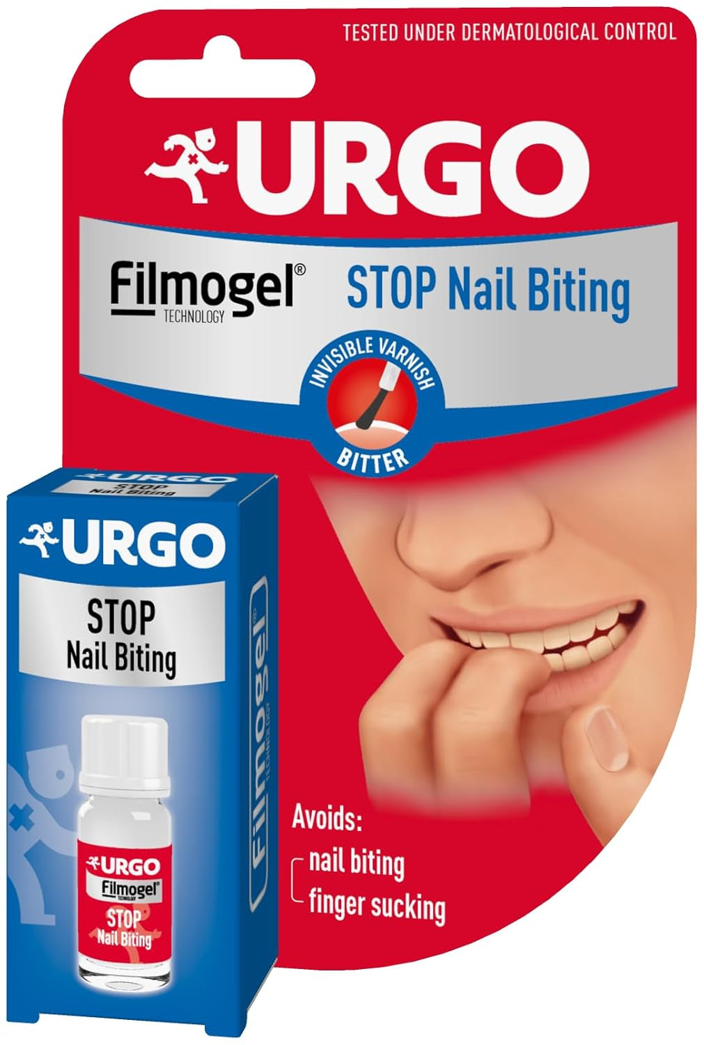 Urgo - Stop Red Nails - gennemsigtig neglelak med en bitter smag - til bidte og beskadigede negle og tommelfingersugning - fra 3 år - 9 ml - 40 påføringer