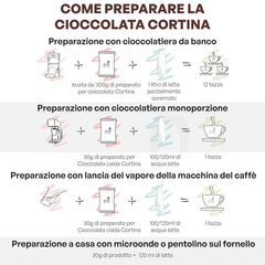 Italiensk varm chokolade Cortina TART BITTER CHOKOLADE, 15 poser X 30 gram Kakao og varm chokolade Naty Shop