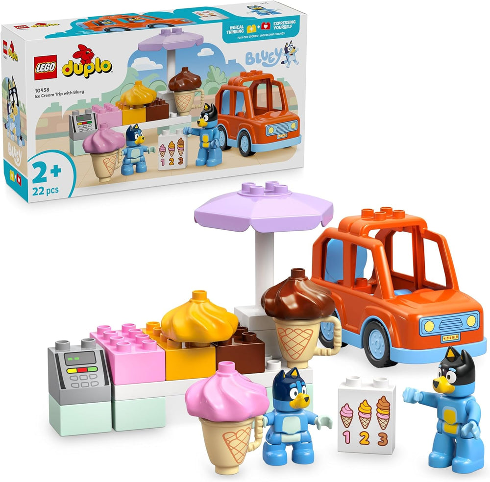 LEGO DUPLO Bluey: Ausflug zur Eisdiele mit Bluey - Lernspielzeug für Kleinkinder - Mit Spielzeug Car und 2 Minifiguren - Geschenk für Mädchen & Jungen ab 2 Jahren - 10458
