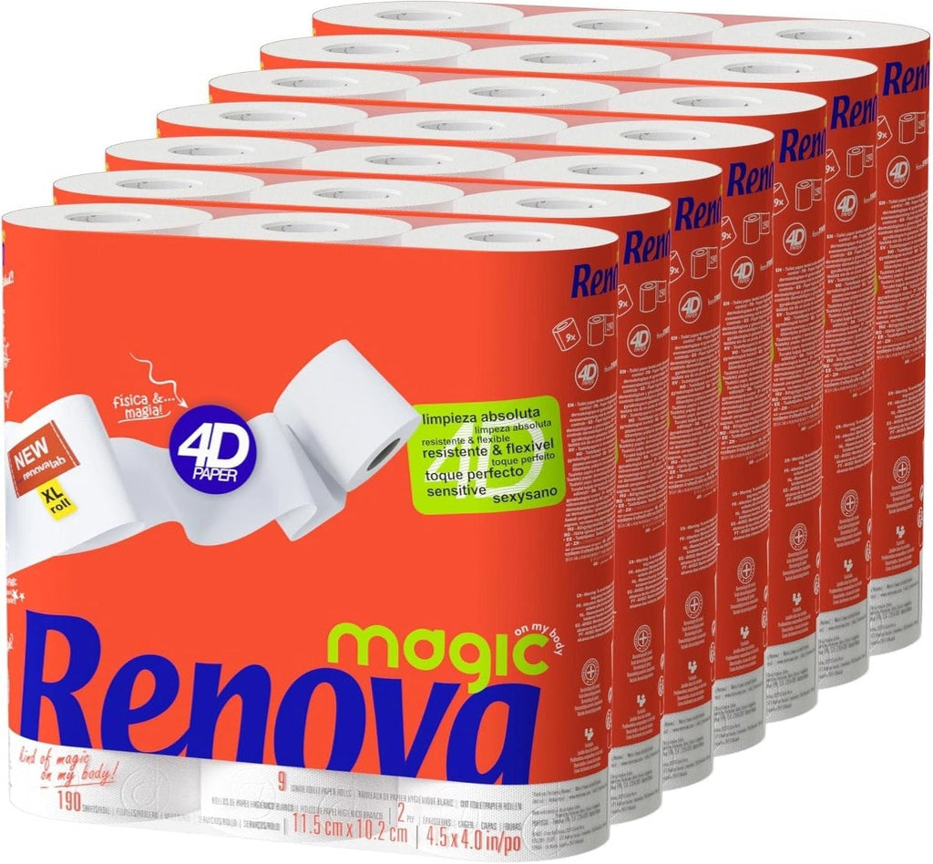 Hârtie igienică Renova, 7 pachete cu 9 role - 63 de role în total
