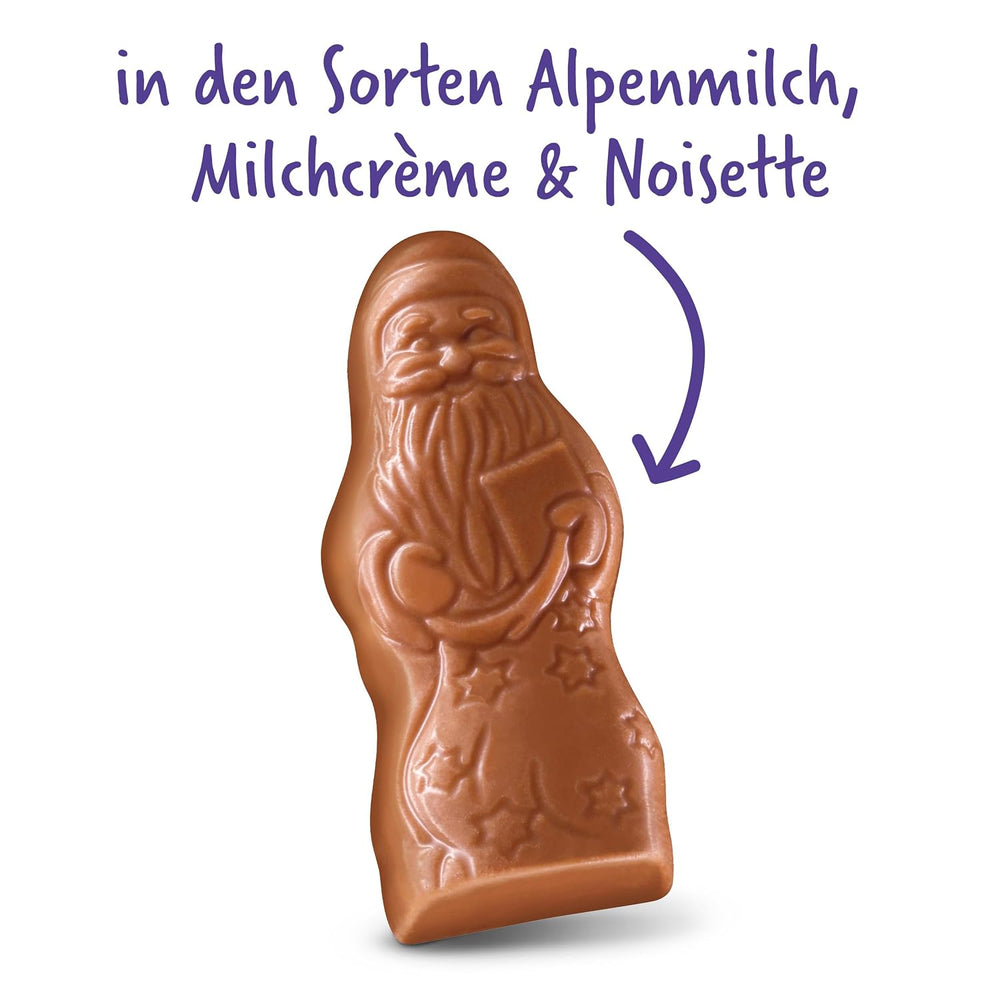 Milka Mini Santas – Alpine mælkeblanding, mælkecreme og hasselnødder i festlig individuel emballage – 120g