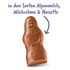Milka Mini Santas – Alpine mælkeblanding, mælkecreme og hasselnødder i festlig individuel emballage – 120g