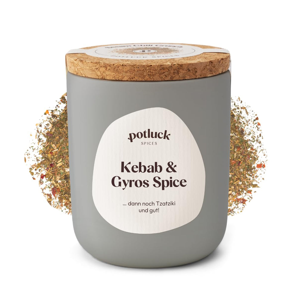 Potluck | Kebab & Gyros Spice | Gewürzzubereitung im Keramiktopf | 50 g | Vegansk, glutenfri og med naturlige ingredienser
