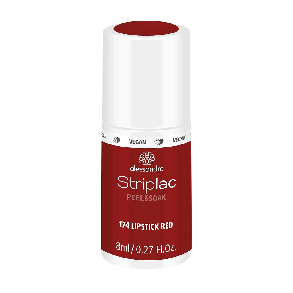 UV neglelak alessandro Striplac Elegant Ruby - Delikat og langtidsholdbar - Nem fjernelse takket være peel-off fjernelsesteknologi - Vegansk og grusomhedsfri - 8 ml