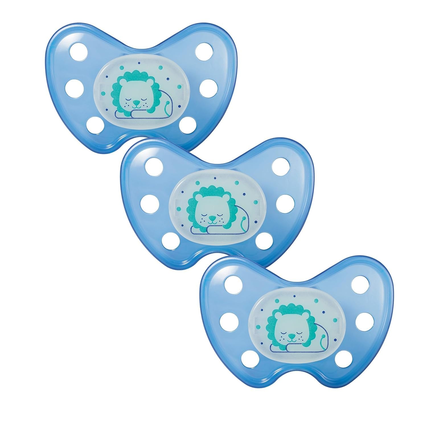 Suzete de noapte din silicon dentistar, pachet de 3 - mărimea 3, de la 14 luni - Suzete care strălucesc în întuneric cu treaptă dentară - fără BPA - fabricate în Germania - Lună, galben