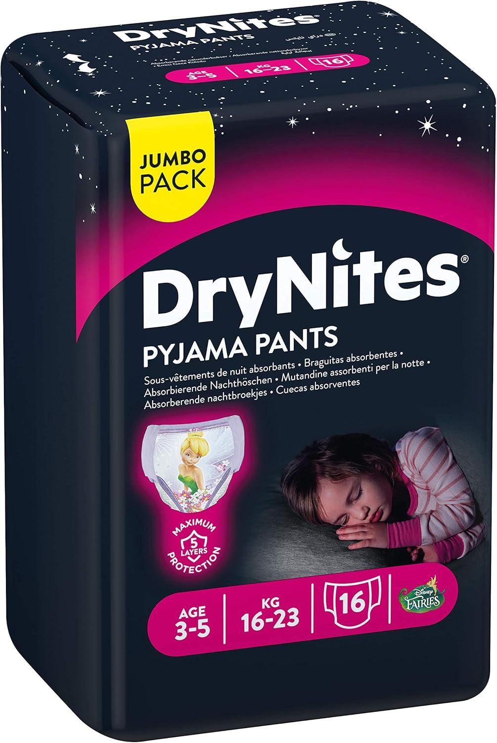 Huggies DryNites Nattøj til piger, 3-5 år (16-23 kg), 2 x 16 stk.