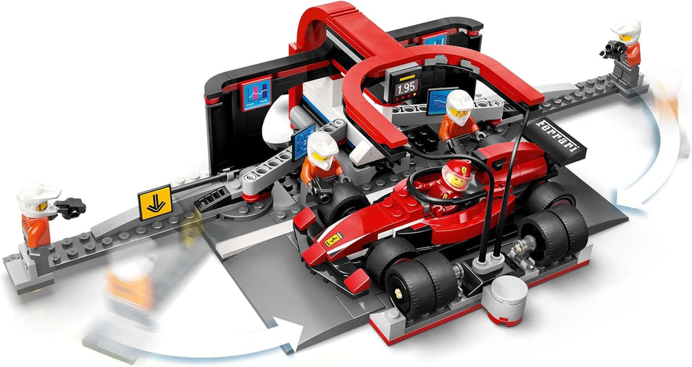 LEGO City F1 Pit Stop med Team og Ferrari Speedster - Formel 1 Pit Stop Sæt med 1 racerkører og 4 mekaniske minifigurer - Racerbillegetøj til drenge og piger 6+ - 60443 Byggesæt Beuche den LEGO-Store
