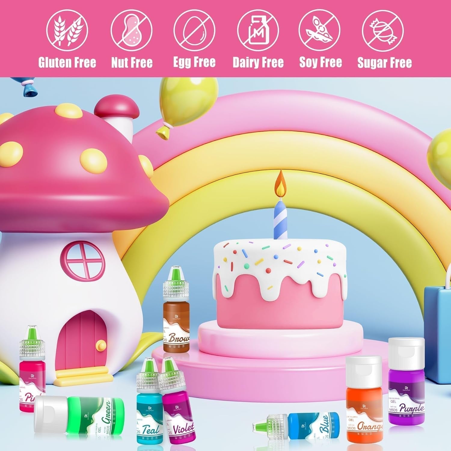 Lebensmittelfarbe Gel - 12 Farben Konzentrierte Gel Lebensmittel Farben Für Kuchen Dekoration, Backen, Kekse, Macaron - Zuckerfrei Food Coloring Für Getränken, Tortendeko, DIY Slime, Osterei - 10Ml Je Naty Shop