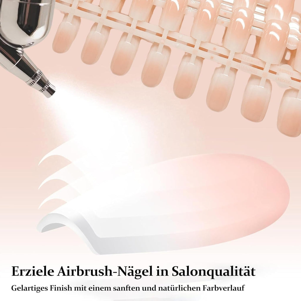 Set 240 de bucăți de unghii pătrate cu gradient, unghii artificiale alb nud cu gradient pentru lipire cu stilou cu ulei, unghii false naturale medii ombre pentru femei DIY (Nude Square)