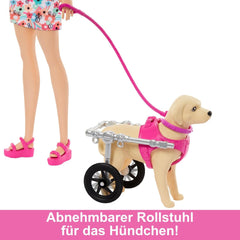 Barbie Dog Duo Duo og tilbehør, inklusive lille hund og stor hund med kørestol, snor, madskål, kæledyrsseng og godbidsknogler, fra 3 år og opefter, HTK37 Naty Shop Dolls