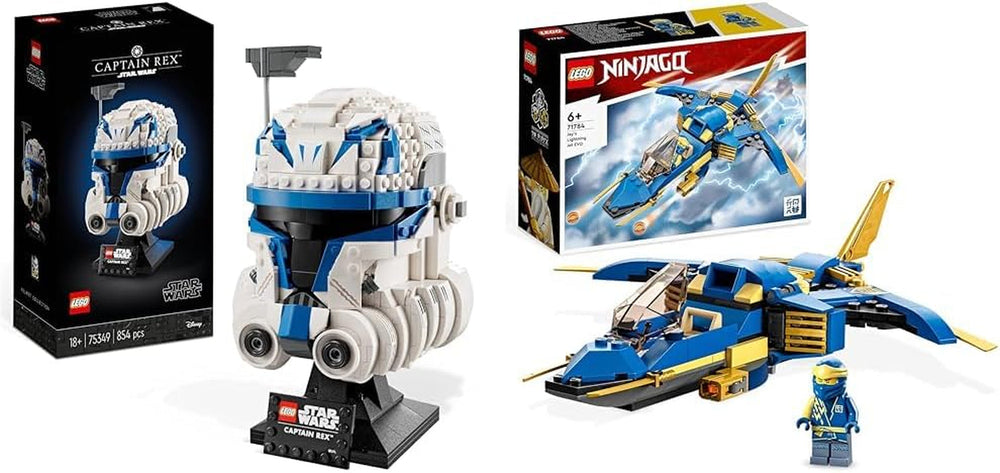 LEGO 75349 Star Wars Captain Rex Hjelmsæt Clone Wars Samlerobjekt Model Series 2023 Souvenirstykke og gaveidé byggesæt Besuche den LEGO-Store Bundle with Jay's Thunder Jet Evo,