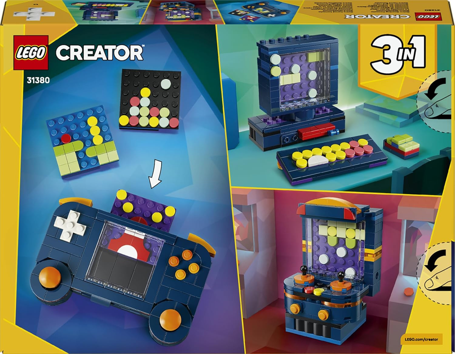 LEGO Creator 3in1 Retro spillekonsol - forvandles til en arkademaskine eller computer med tastatur og mus - Gamer-gaveidé til 8-årige drenge og piger - 31380