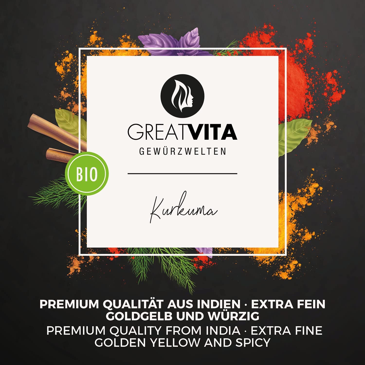 GreatVita Bio Gurkemejepulver, 1000g fintmalet, 100 procent naturligt