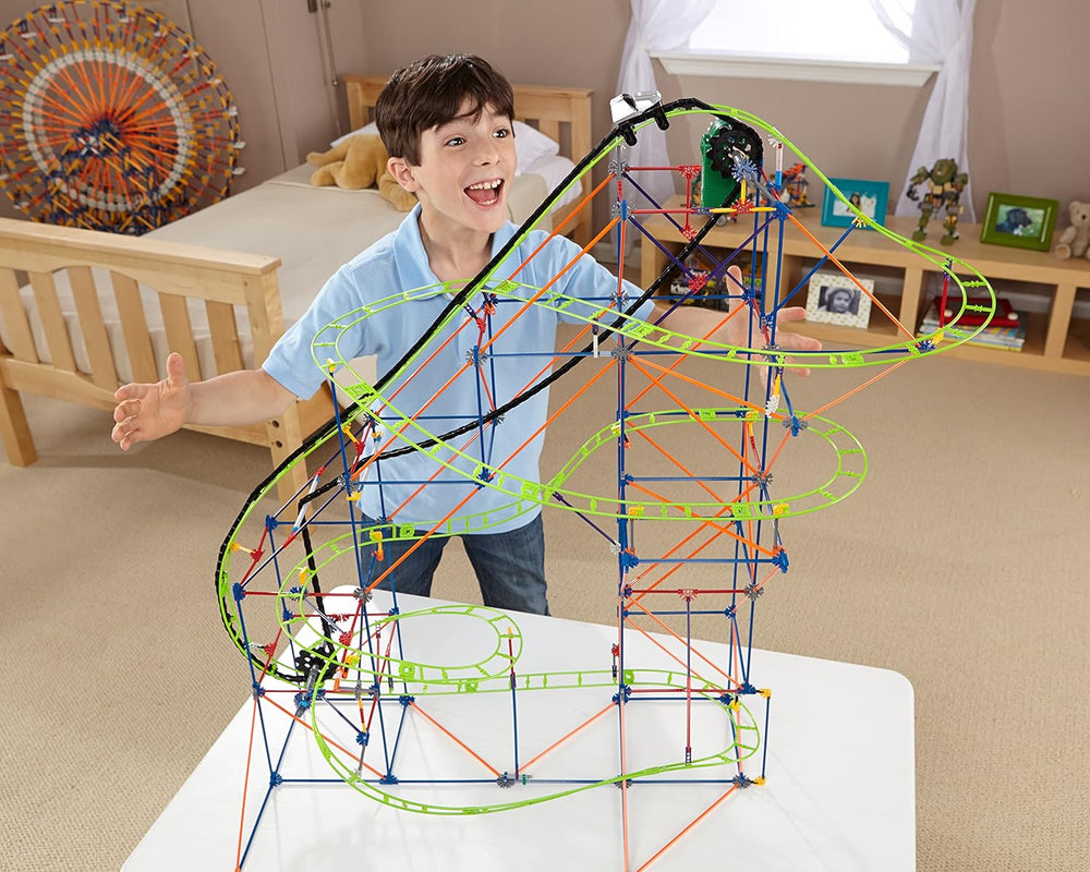 K'NEX 51438 Typhoon Frenzy rutsjebane, 2-i-1 model farverigt byggesæt til drenge og piger, 19 fods legetøj, 640 dele børnebyggesæt til børn i alderen 9 år +