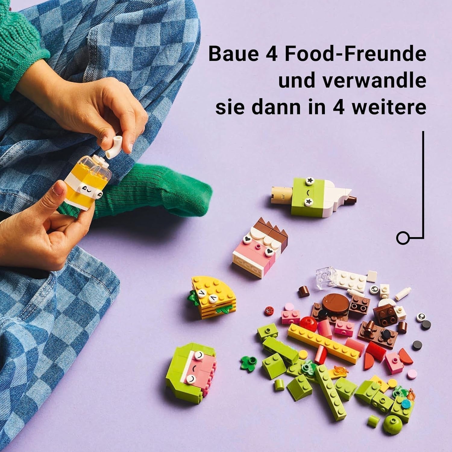LEGO Classic Creative Snack Byggesjov, Madlegetøj til fantasifuldt rollespil, Byggesæt til drenge og piger 4 år, Cupcake, Avocado, Popsicle og Taco 11039 Byggesæt Besuche den LEGO-Store