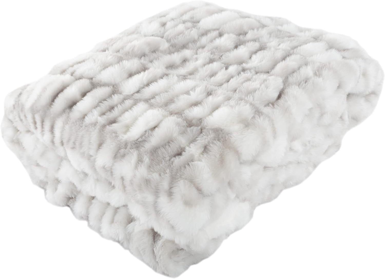 Lavish Home Oversized Gerüschte Faux Fur Tæppe, 152,4 X 203,2 Cm, Jacquard Faux Fur, Queen Size Throw til senge og sofaer, Grå Overdådige hjemmesenge og tæpper Grå
