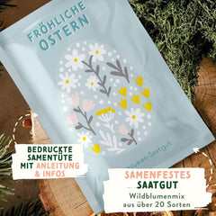Vildblomst Engfrø | Påskegave Blomsterfrø, Påskegræsfrø | Påskeblomsterfrø og påskegaver til børn | Vilde blomsterfrø | Pakker med frø til en vildblomsteng