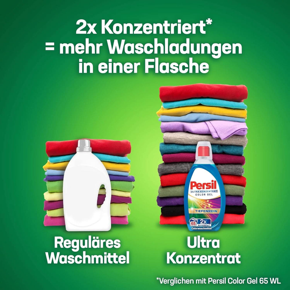 Persil Ultra Concentrate Color Detergent (2 X 65 vaske), højkoncentreret flydende vaskemiddel med Deep Clean Plus-teknologi mod de sværeste pletter Rufe Naty Shop Vaskemidler