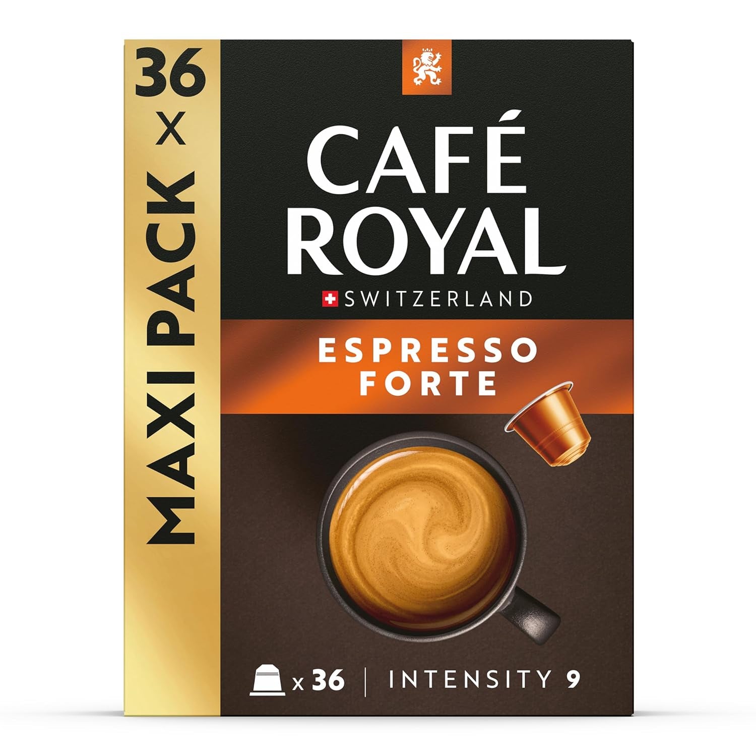 Café Royal Espresso Forte – Nespresso®-kompatible Kaffeekapseln, 100 % Arabica, vollmundig, mittlere Röstung, Intensität 9/12, 36 Kapseln