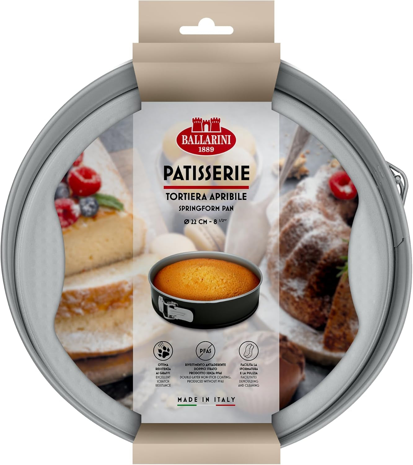 Ballarini, bradepande, forskellige modeller Forme og bageplader Naty Shop Grå forårskageform - 22 Cm