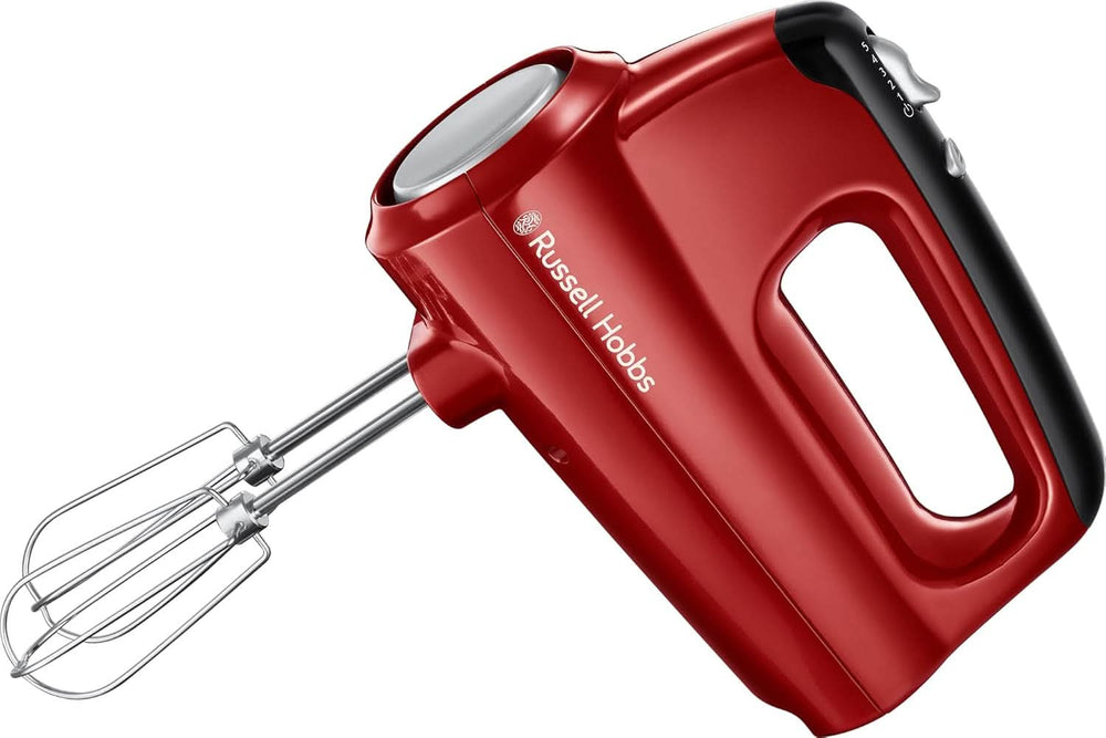 Russell Hobbs Håndmixer [Handrührgerät] Desire Rot (5 Geschwindigkeitsstufen+Turbofunktion, 2 Spülmaschinengeeignete Rührbesen & Knethaken, Auswurftaste, Aufrechte Parkposition) Handrührer 24670-56 Bucatarie Naty Shop Single Desire