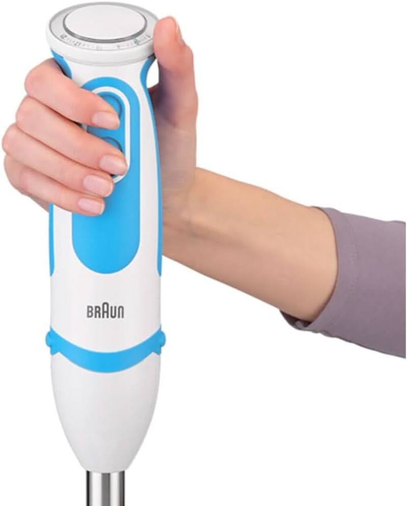 Braun Stabmixer MQ 5260WHBL Stabmixer – Multiquick 5 Vario Pürierstab Mit Edelstahl Mixfuß Und Spiralschneider, 1000 Watt, Inkl. Umfangreiches Zubehör-Set, Weiß/Blau Mother and Child Naty Shop