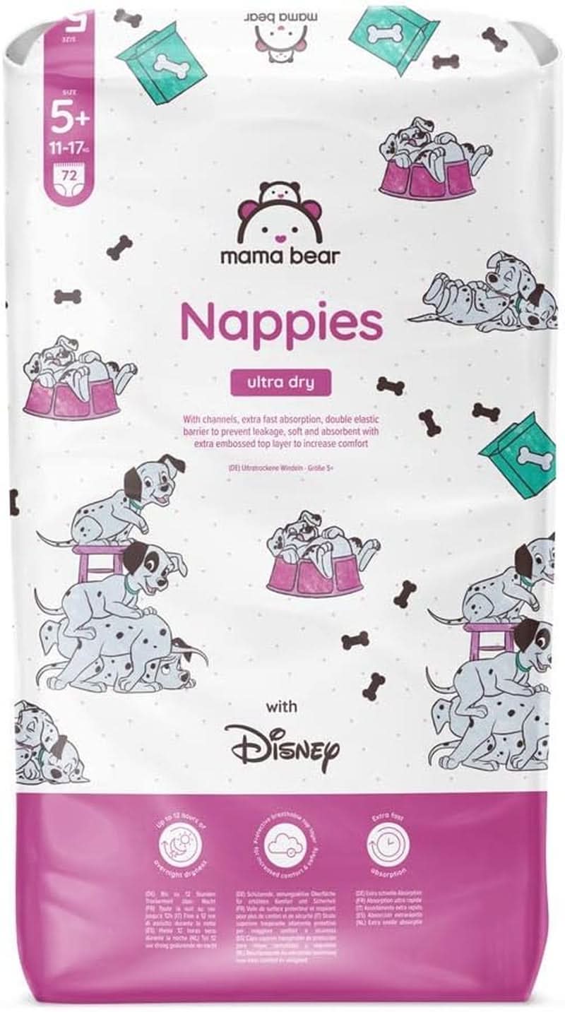 Mama Bear Disney Ultra Dry bleer størrelse 4 (8-14 kg), hvid, 84 stykker (1 pakke) Naty Shop størrelse 5+ (11-17 kg) Enkelt pakke