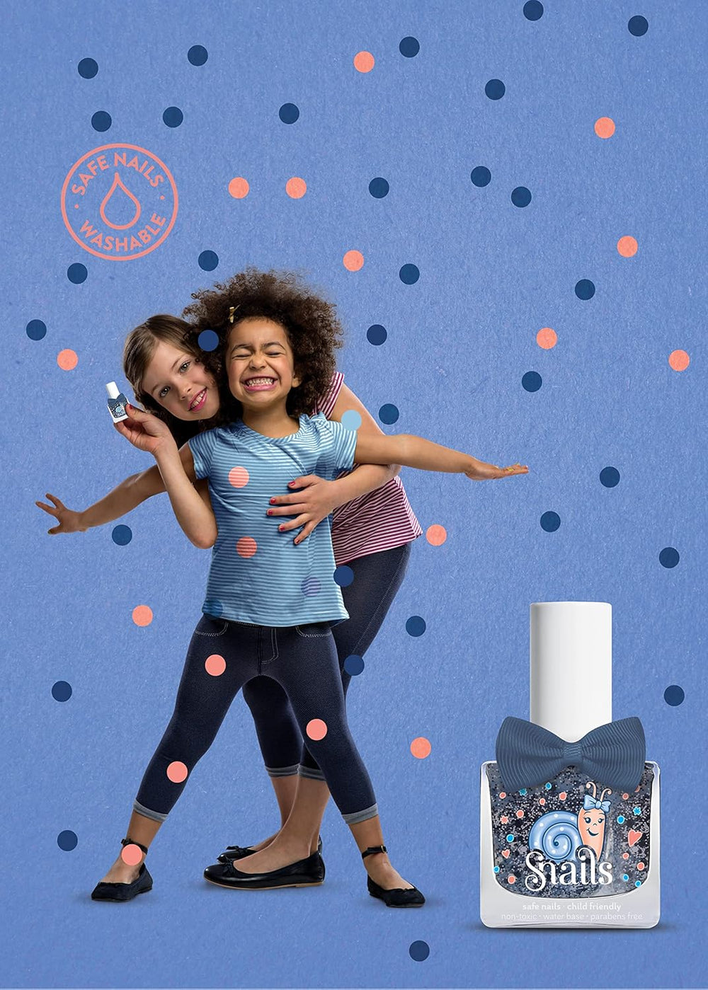 Snegle 516202 Top Coat Confetti Blue Baby Neglelak, Vandbaseret, Vaskbar, Sikker, Vegansk