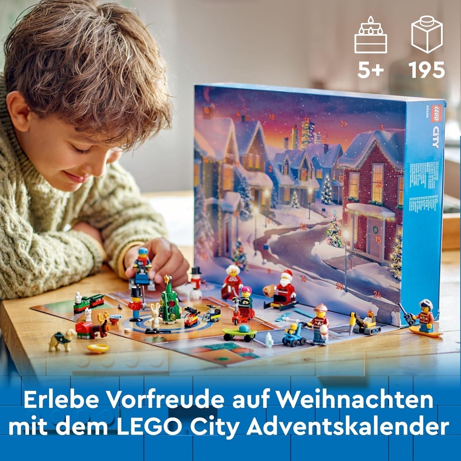 LEGO City Adventskalender 2024, Adventsgave til børn fra 5 år, 24 overraskelser, minifigurer i juledragt, julemand og fru julemand, julegave 60436 Byggesæt Besuche den LEGO-Store
