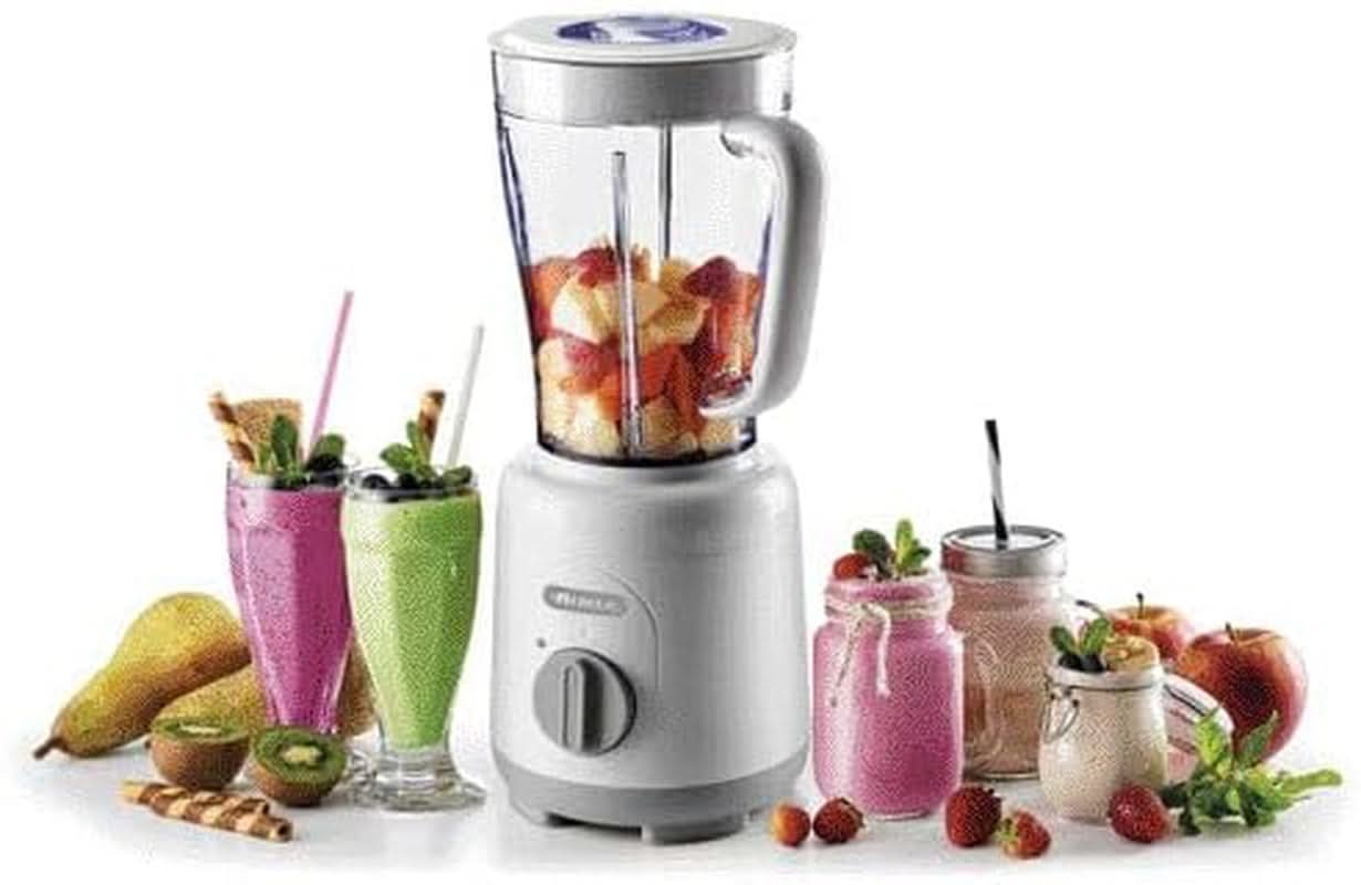 Ariete Breakfast 586 Blender, Elektrischer Mixer Mit 4 Edelstahlklingen, 2 Geschwindigkeiten + Pulse-Funktion, Anti-Slip-Füße, Aufsatzdeckel, 1,5 L Fassungsvermögen, 500W, Weiß Mother and Child Naty Shop