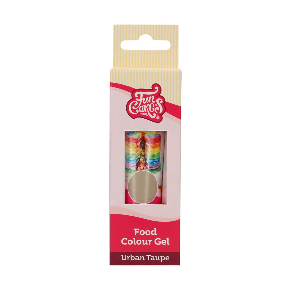 Colorant alimentar Funcakes Gel Urban Taupe: Colorant alimentar foarte concentrat pentru aluat, cremă, fondant, marțipan și produse de patiserie. Dozare ușoară. Picătură individuală pentru a crea culori vibrante. Halal. 30 g.