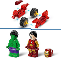 LEGO Marvel Iron Man med cykel og hulk, superheltebyggelegetøj til børn, samlingssæt med cykel og minifigurer, gave til piger og drenge 4 år 76287 Byggesæt Besuche den LEGO-Store