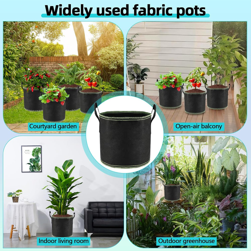 5 x 12L tomatpotter, ikke-vævede plantesække med håndtag, fortykkede og ventilerede havepotter, genanvendelige planteposer til kartofler, tomater, grøntsager, blomster og jordbær