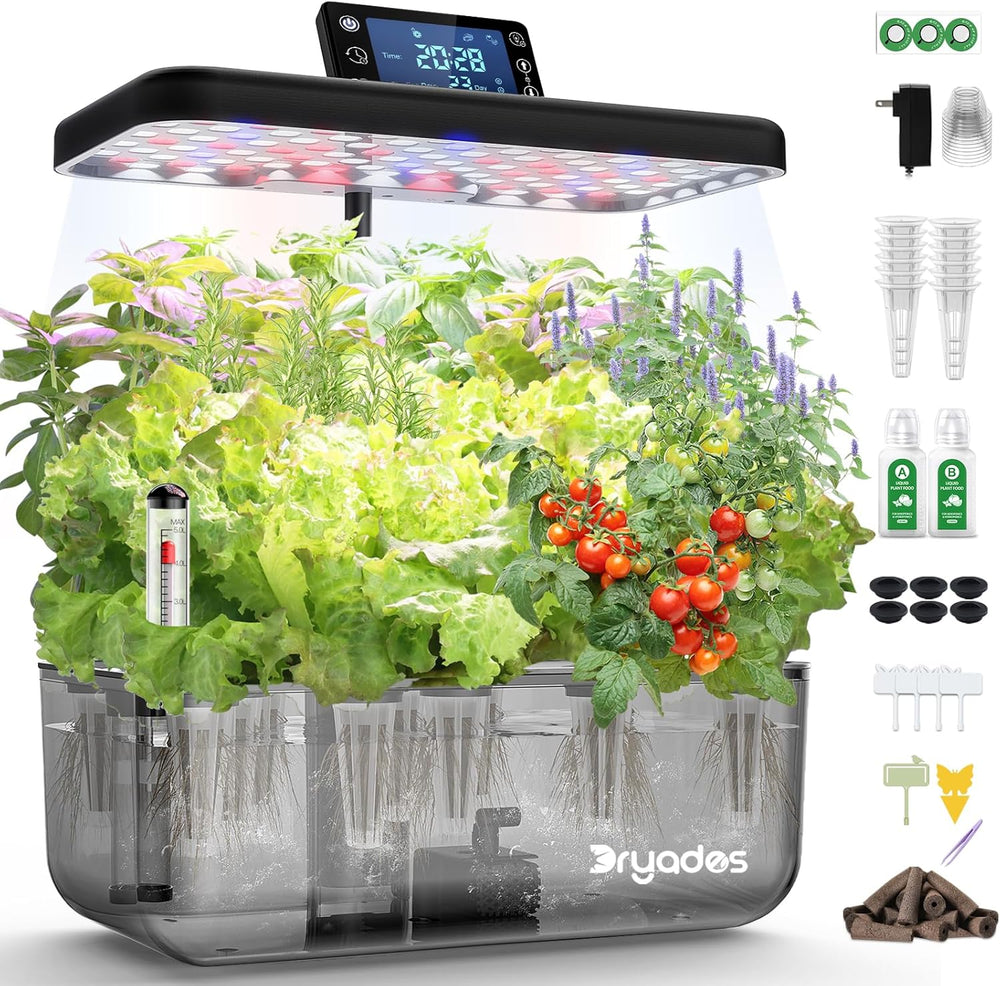 Hydroponic Grow System: 8 kapsler, 24W LED-lampe med fuld spektrum med advarsel om lavt vand | Indendørs have til køkken, stue, skole | Gaveidé til amatørgartnere
