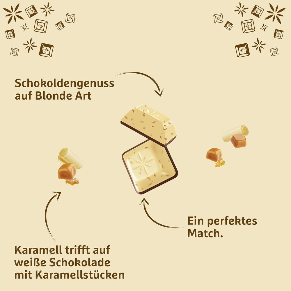 Schogetten Blonde Karamel | Karamel med hvid chokolade og karamelstykker | Chokoladebar 100g | Bekvemt portioneret