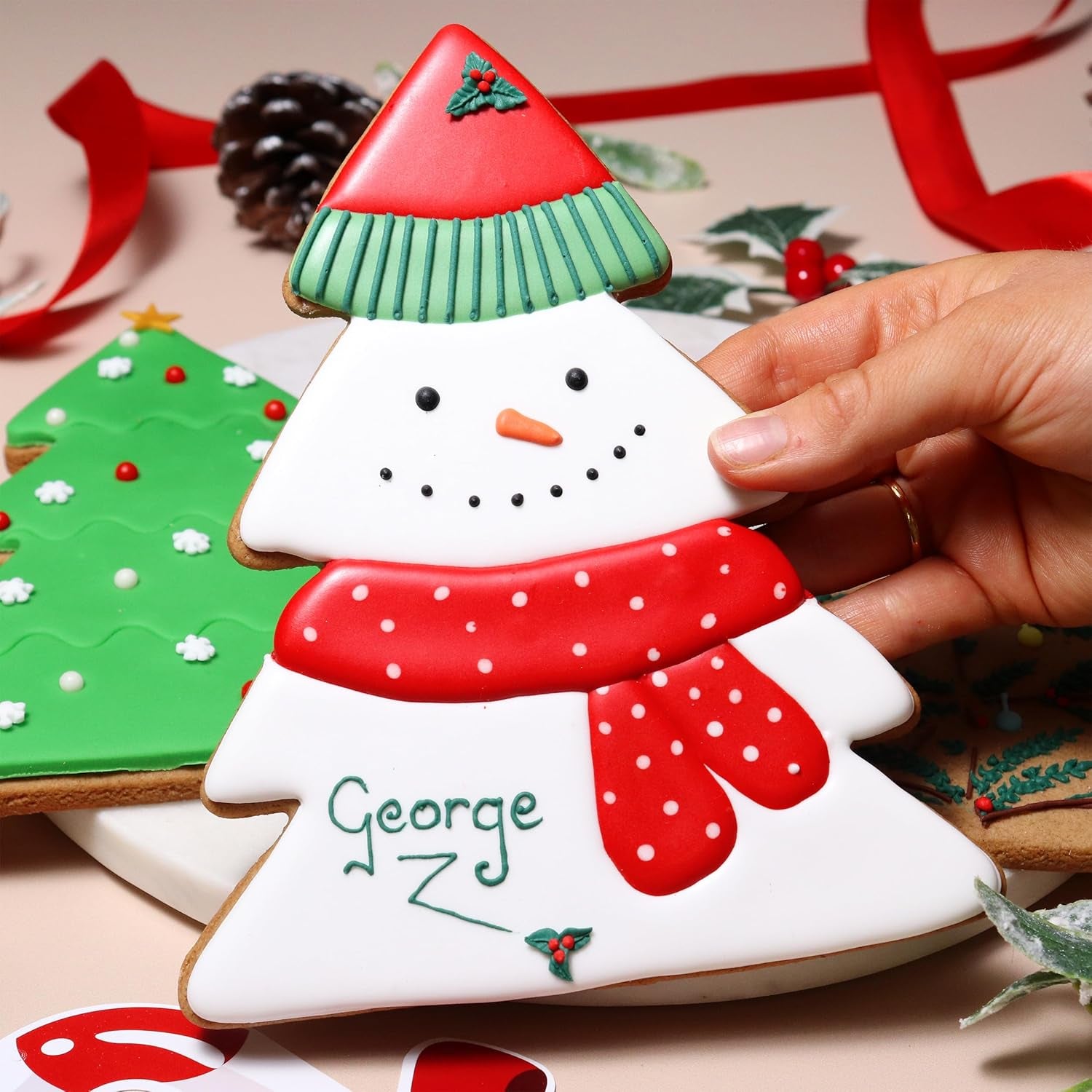 Formă gigantică de biscuiți de Crăciun, brad de Crăciun (18cm / 7"), verde