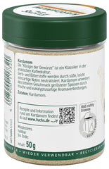 Fuchs Gewürze - Kardemomme gemahlen - Gewürz für Glühwein oder Fleischgerichte wie Roastbeef eller Schweinebraten - naturlige ingredienser - 50 g i wiederverwendbarer, genbrugsbarer Dosis