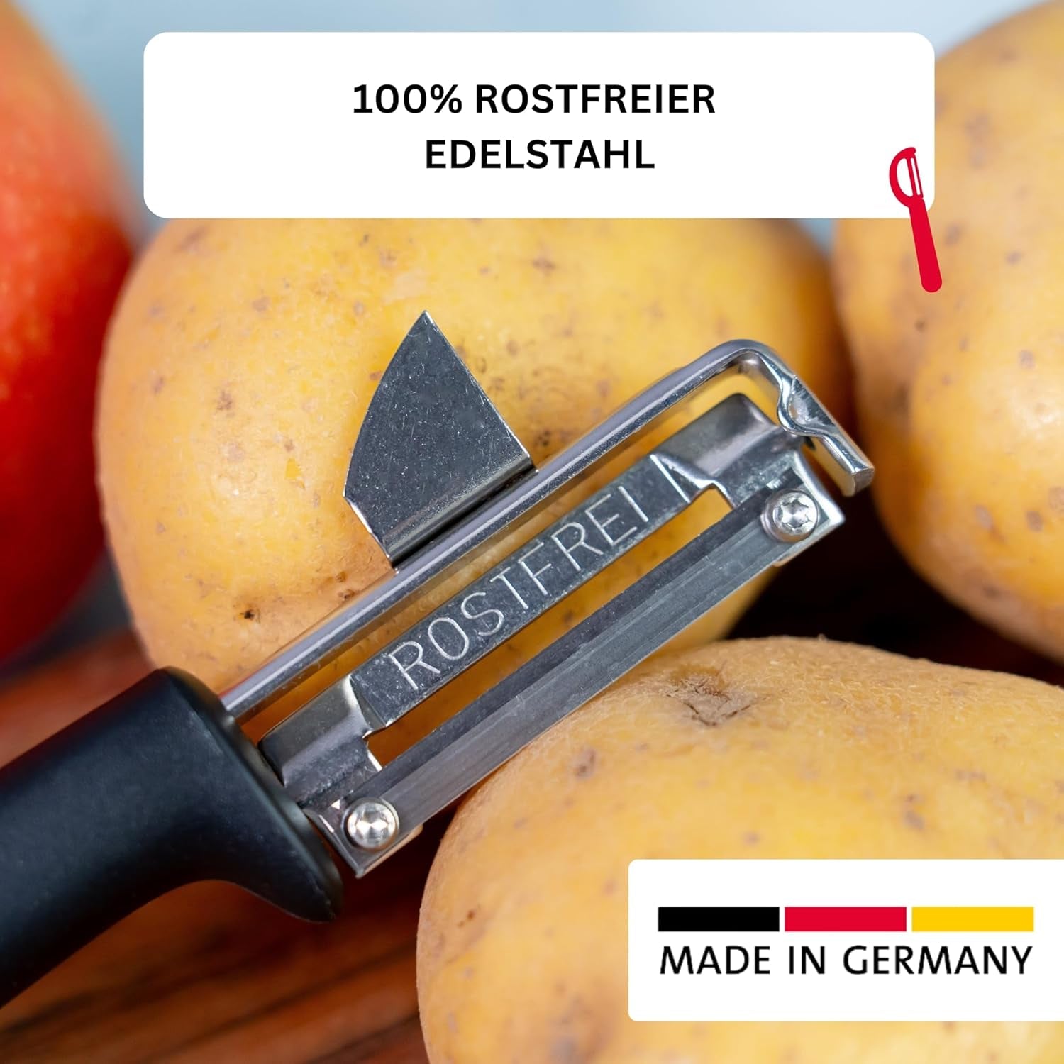 Westmark 29092270 Sparschäler Gallant, Pp/Tpe/Edelstahl, Schwarz / Rot, 16,5 X 3,7 X 2 Cm Peeler Naty Shop