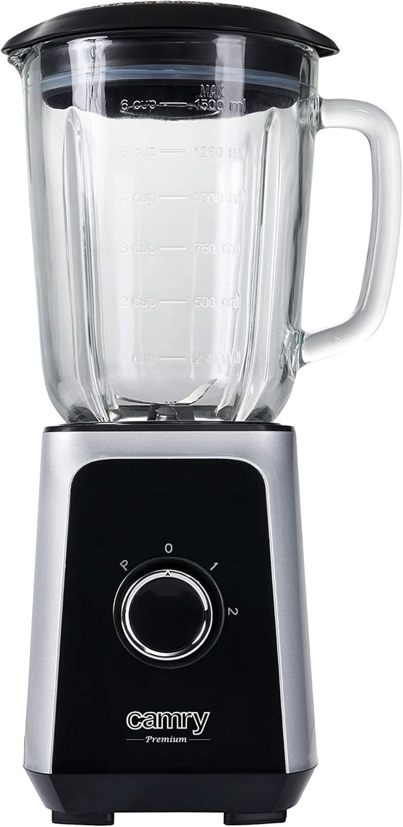 CR 4077 Standmixer Mit 1.5L Glasbeholdere, Smoothie Maker, Hochleistungsmixer, Mahlung, Eis-Zerkleinerung, Pulsfunktion, Edelstahlklingen, 2 Geschwindigkeiten, 1000W, Schwarz/Silber Kitchen Naty Shop