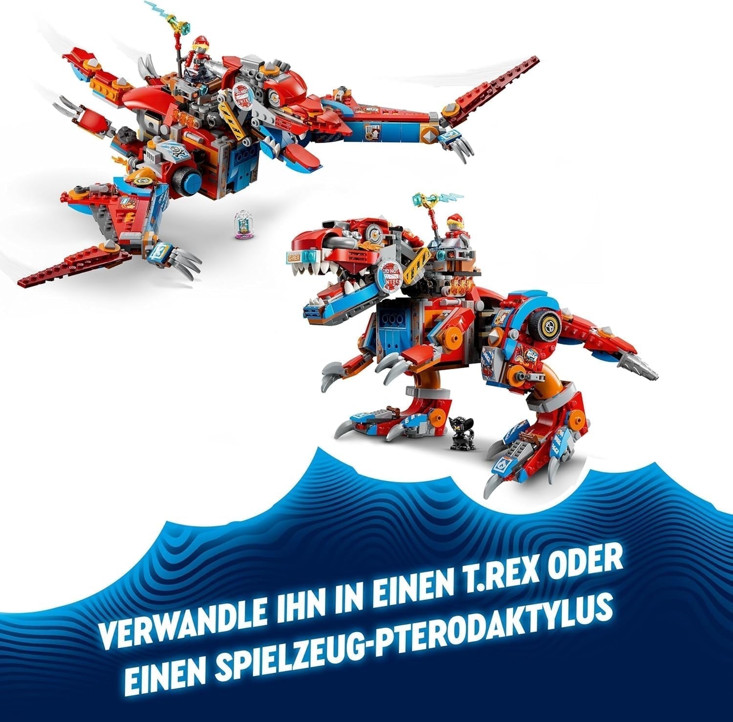 LEGO Dreamzzz 2-i-1 Coopers Dino-Mech C-Rex Legetøj Pterodactyl T.Rex Action Figur til drenge og piger Kreativt legetøj Adventuresæt Gave til børn 9 år 71484 Byggesæt Beuche den LEGO-Store